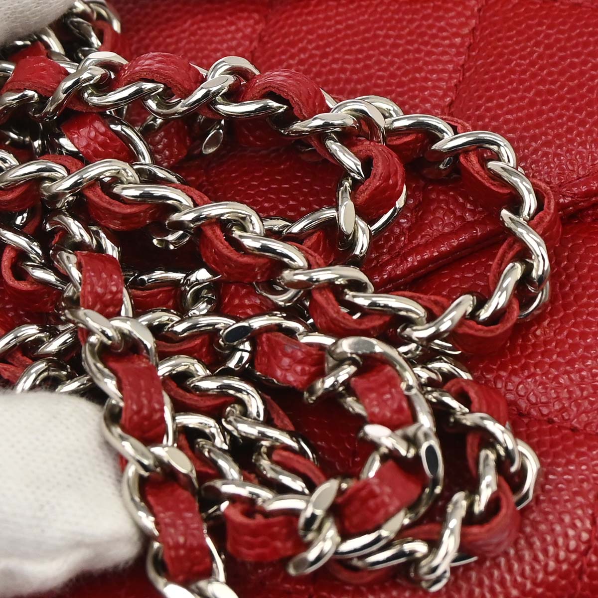 Chanel 2017-2018 Red Caviar Skin Classic WOC Wallet on Chain Bag