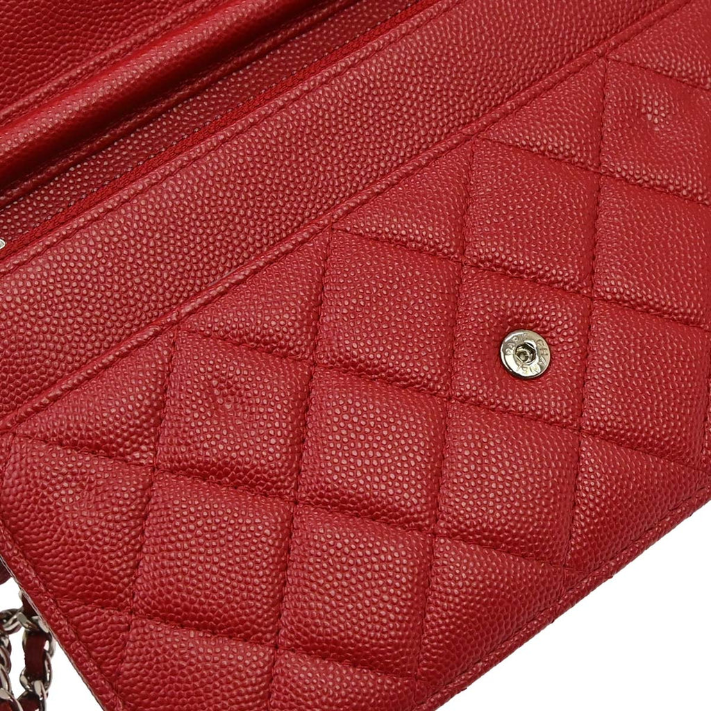 Chanel 2017-2018 Red Caviar Skin Classic WOC Wallet on Chain Bag