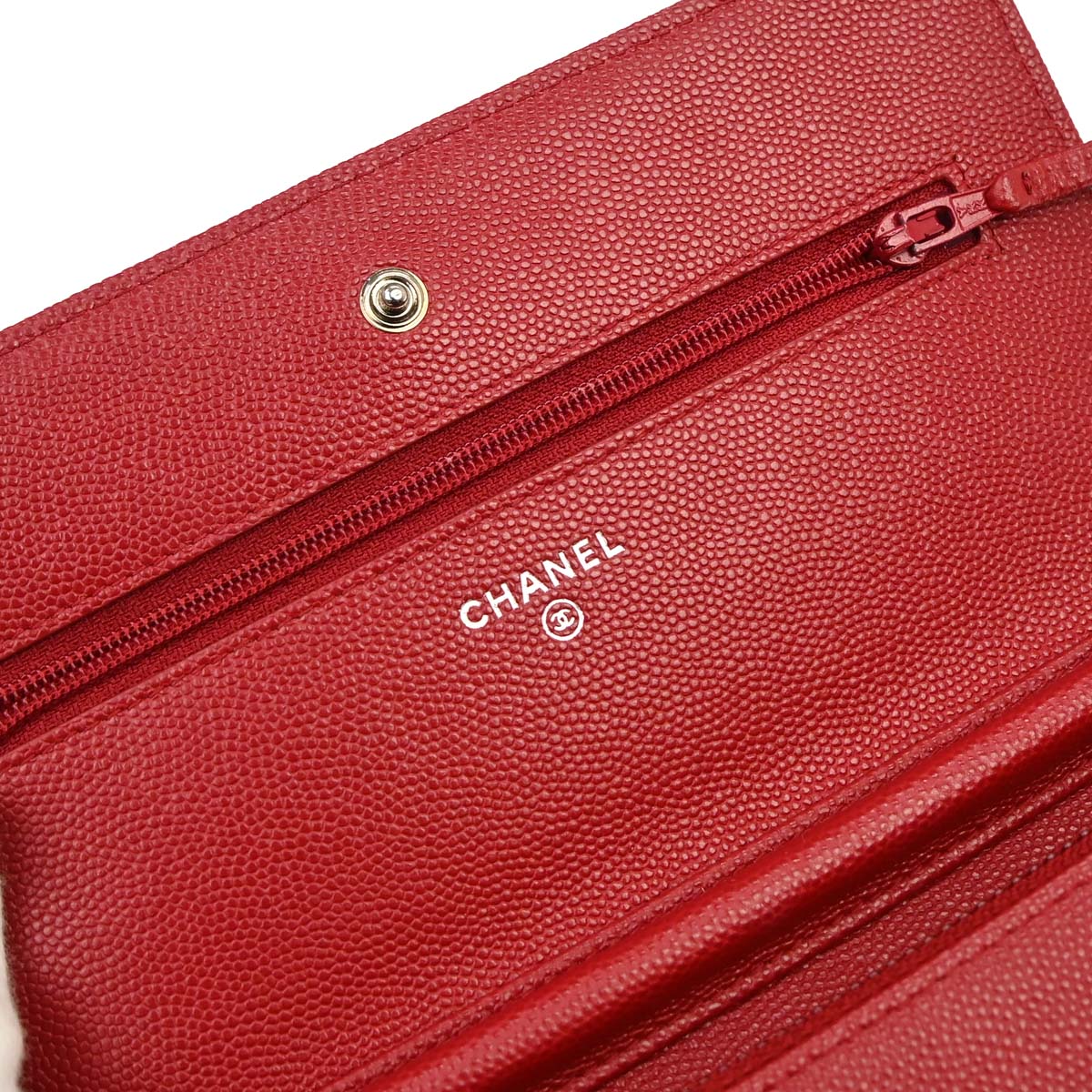 Chanel 2017-2018 Red Caviar Skin Classic WOC Wallet on Chain Bag