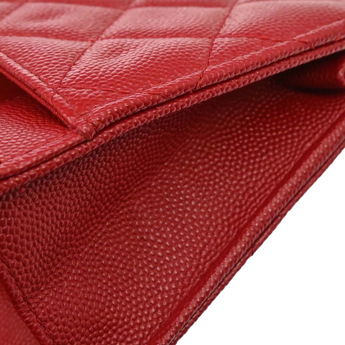 Chanel 2017-2018 Red Caviar Skin Classic WOC Wallet on Chain Bag