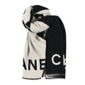 Cashmere CC Fringe Stole Black White