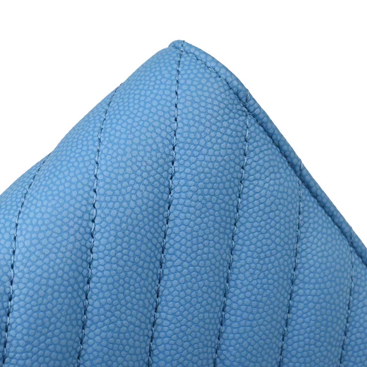 Chanel 2019 Blue Caviar Skin Chevron Classic WOC Wallet on Chain Bag