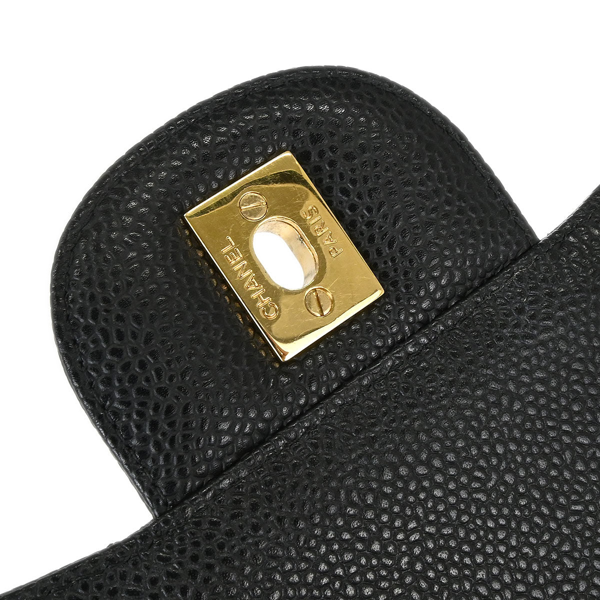 Chanel 2011 Black Caviar Skin Jumbo Classic Double Flap Shoulder Bag