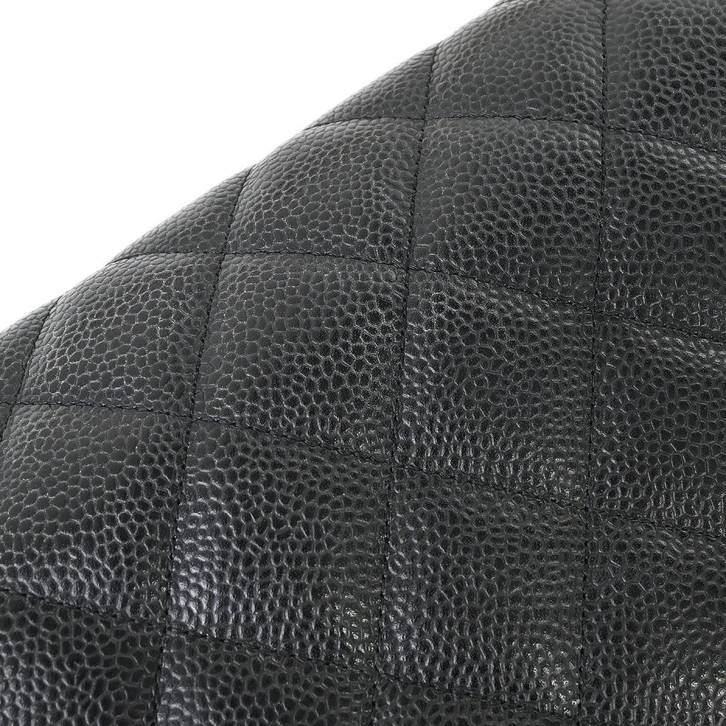 Chanel 2011 Black Caviar Skin Jumbo Classic Double Flap Shoulder Bag