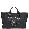 Chanel 2014-2015 Navy Denim Medium Deauville 2way Shoulder Tote Handbag