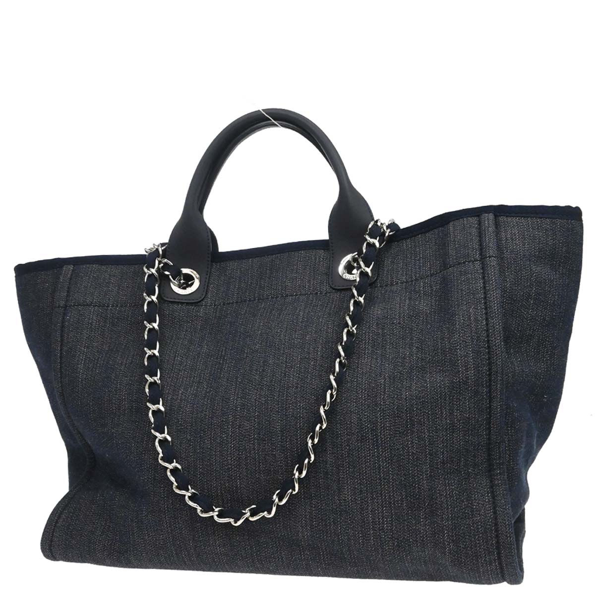 Chanel 2014-2015 Navy Denim Medium Deauville 2way Shoulder Tote Handbag