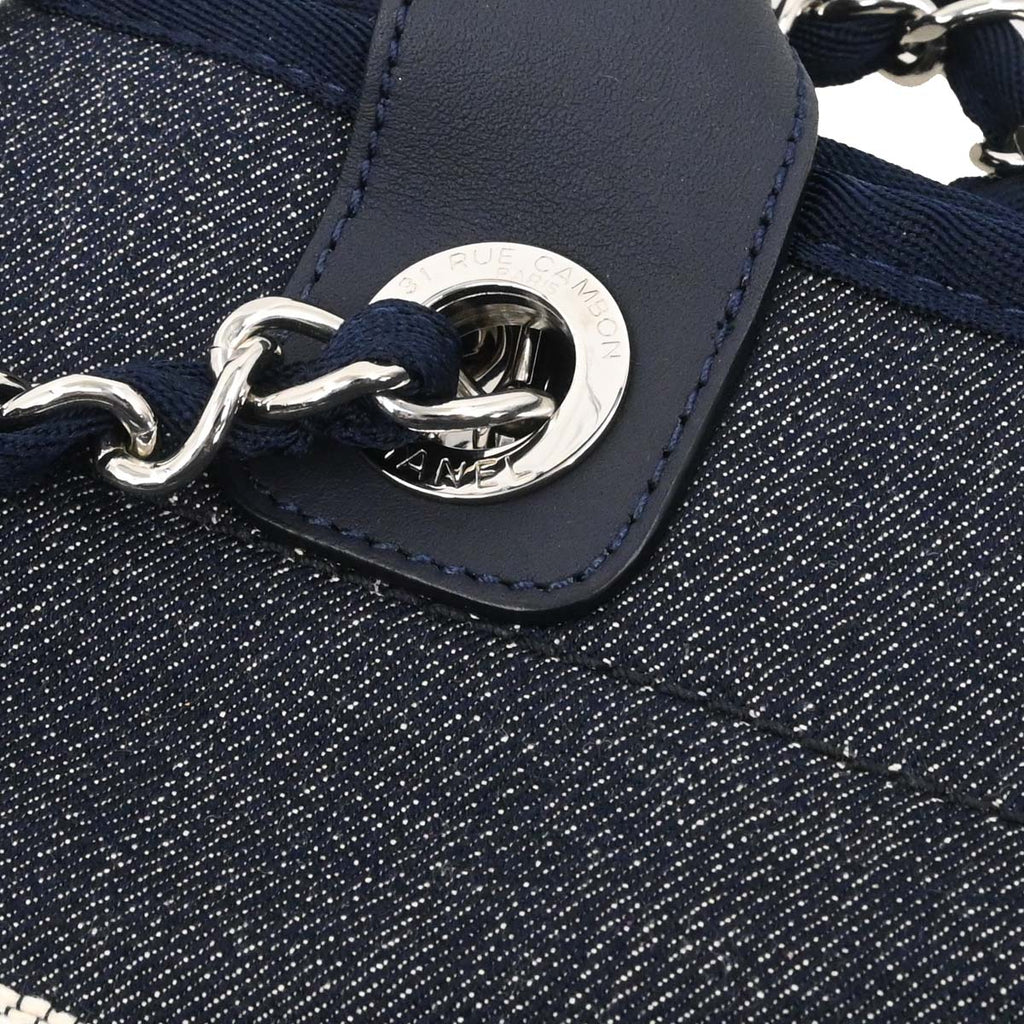 Chanel 2014-2015 Navy Denim Medium Deauville 2way Shoulder Tote Handbag