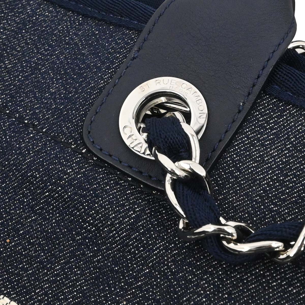 Chanel 2014-2015 Navy Denim Medium Deauville 2way Shoulder Tote Handbag