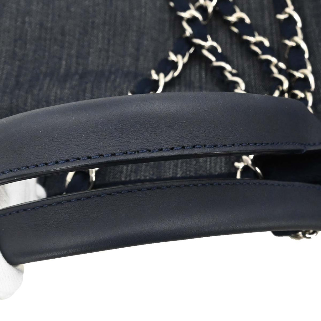 Chanel 2014-2015 Navy Denim Medium Deauville 2way Shoulder Tote Handbag