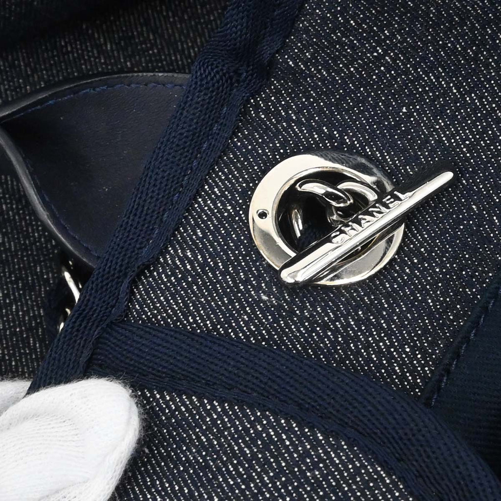 Chanel 2014-2015 Navy Denim Medium Deauville 2way Shoulder Tote Handbag