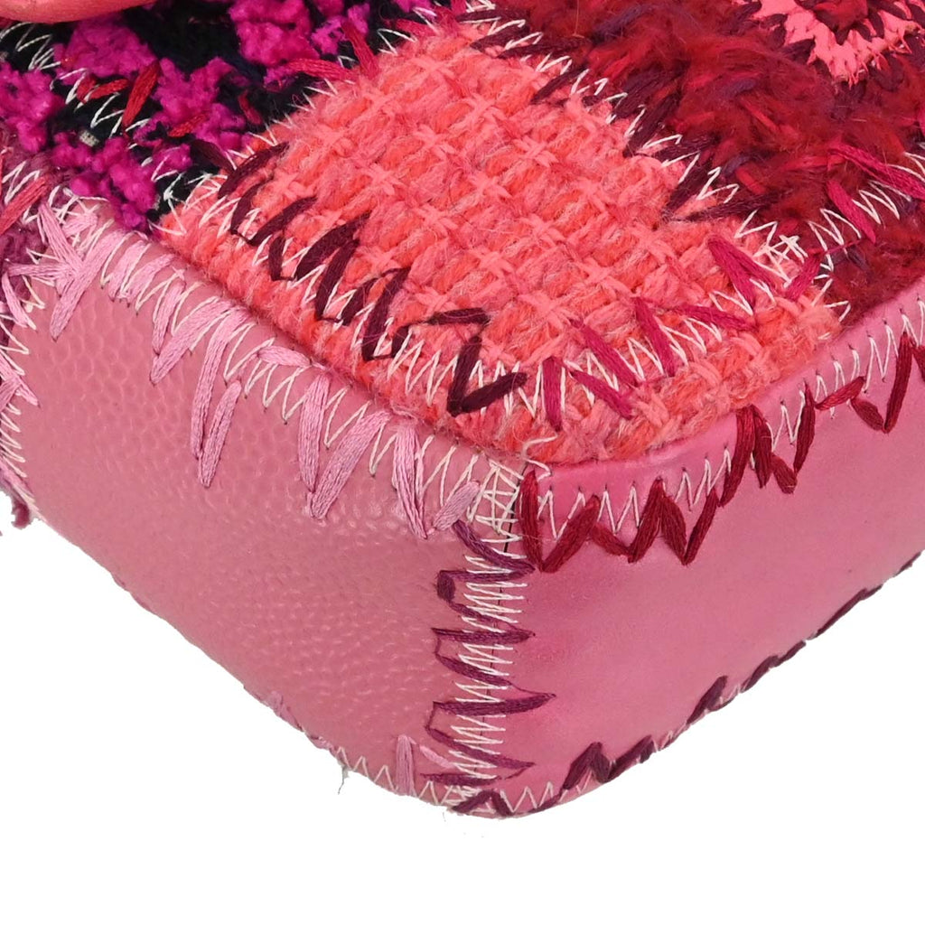 Chanel 2017 Pink Tweed Patchwork Shoulder Bag