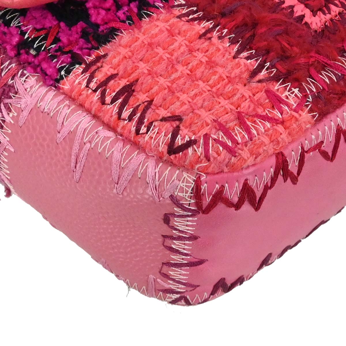Chanel 2017 Pink Tweed Patchwork Shoulder Bag