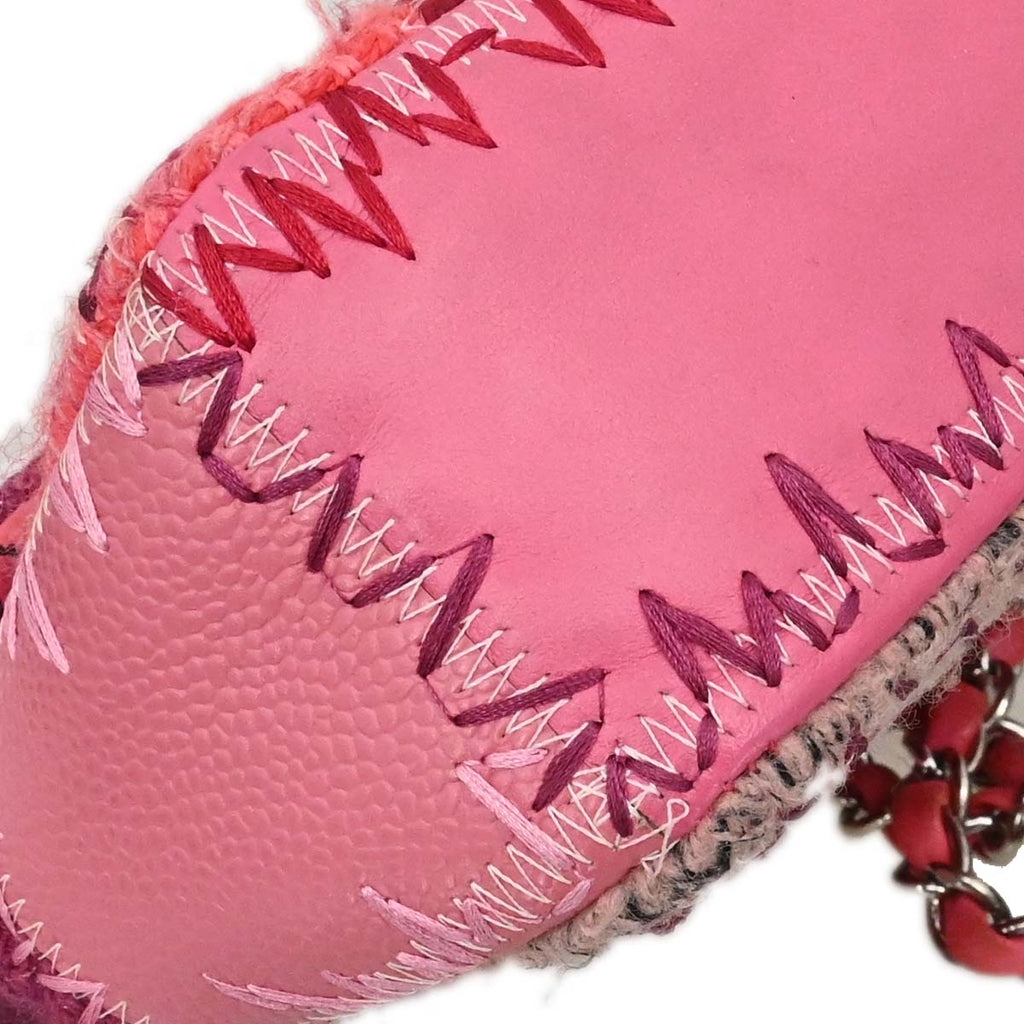 Chanel 2017 Pink Tweed Patchwork Shoulder Bag