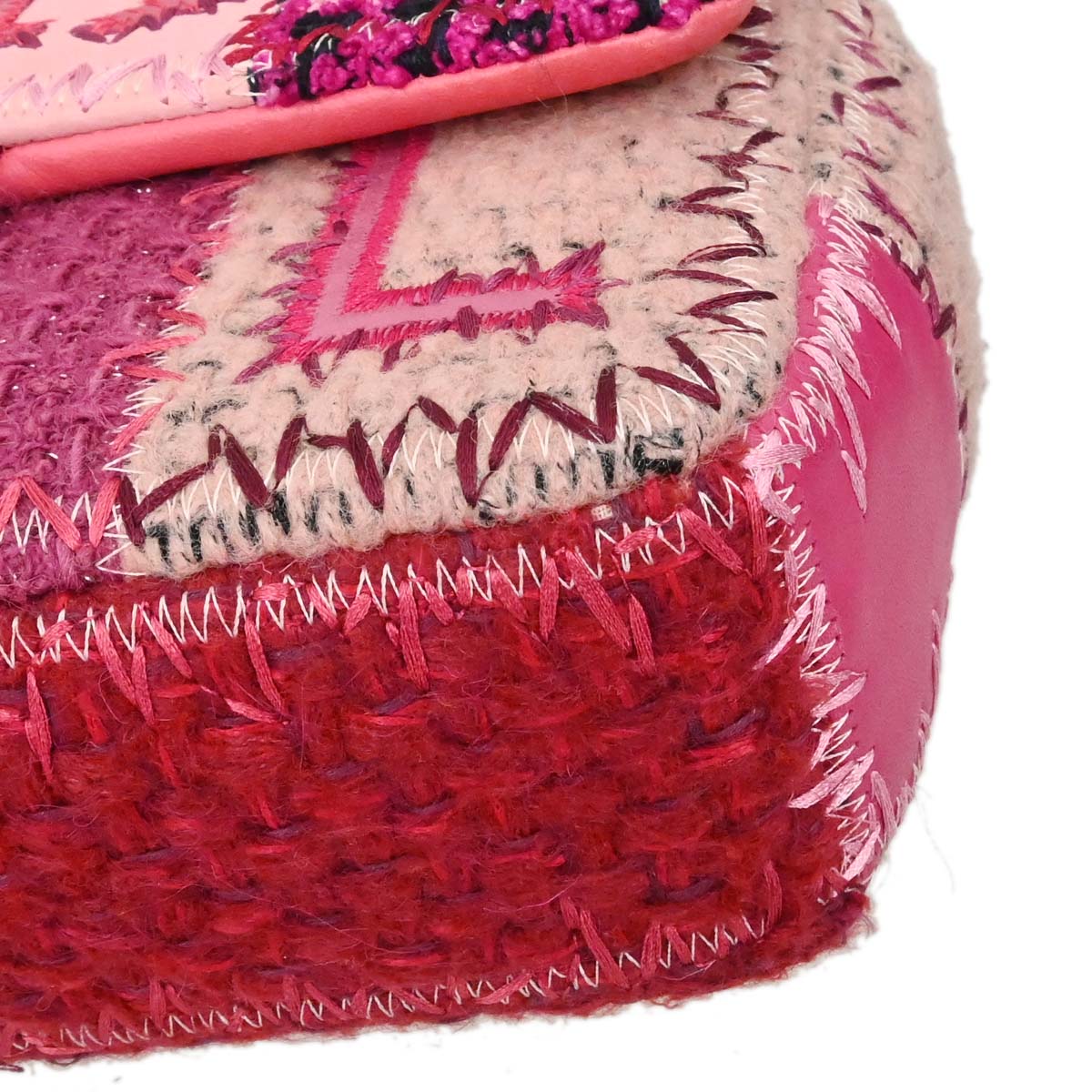 Chanel 2017 Pink Tweed Patchwork Shoulder Bag