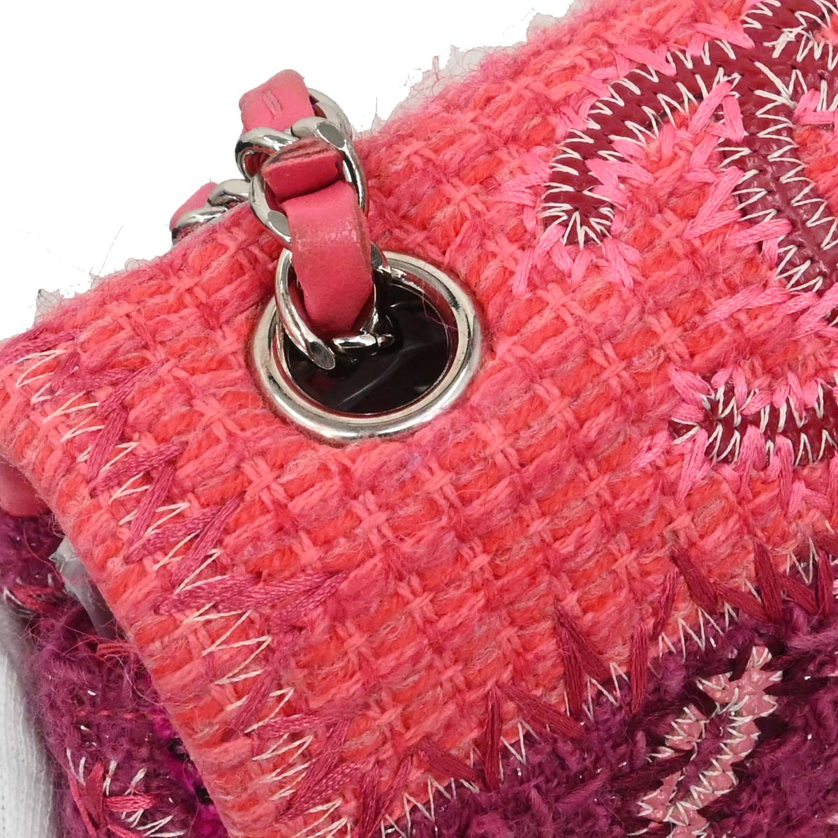 Chanel 2017 Pink Tweed Patchwork Shoulder Bag