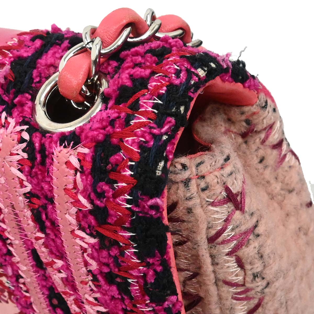 Chanel 2017 Pink Tweed Patchwork Shoulder Bag