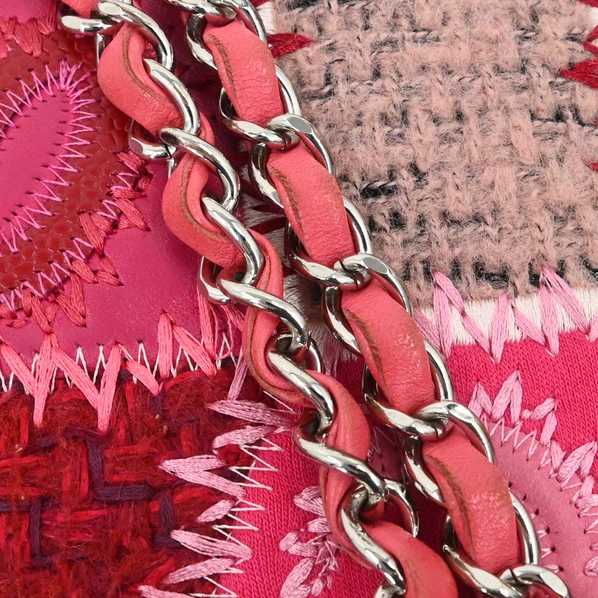 Chanel 2017 Pink Tweed Patchwork Shoulder Bag
