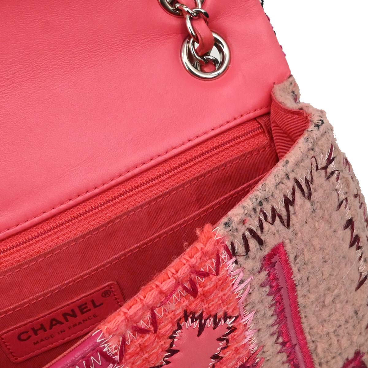 Chanel 2017 Pink Tweed Patchwork Shoulder Bag