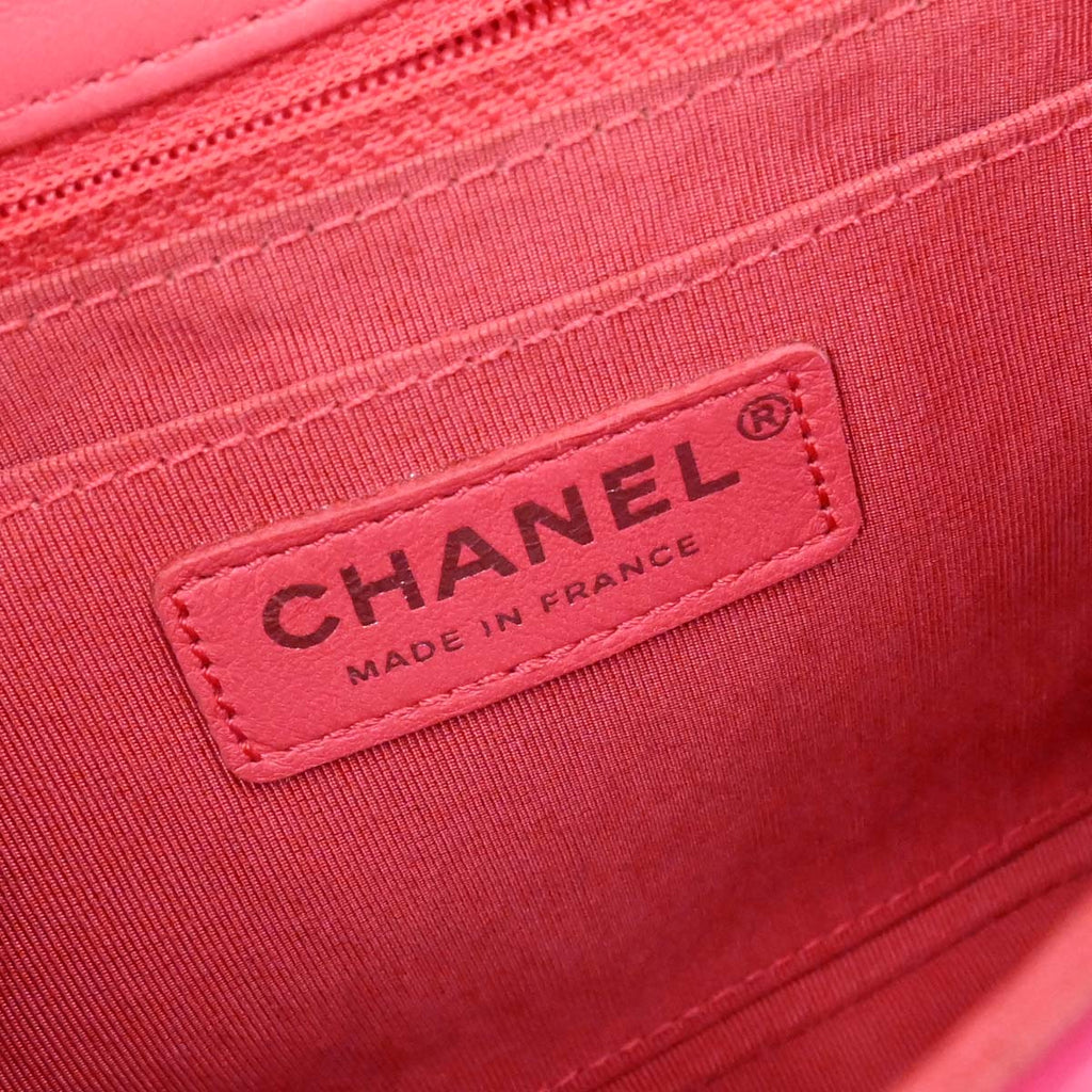 Chanel 2017 Pink Tweed Patchwork Shoulder Bag