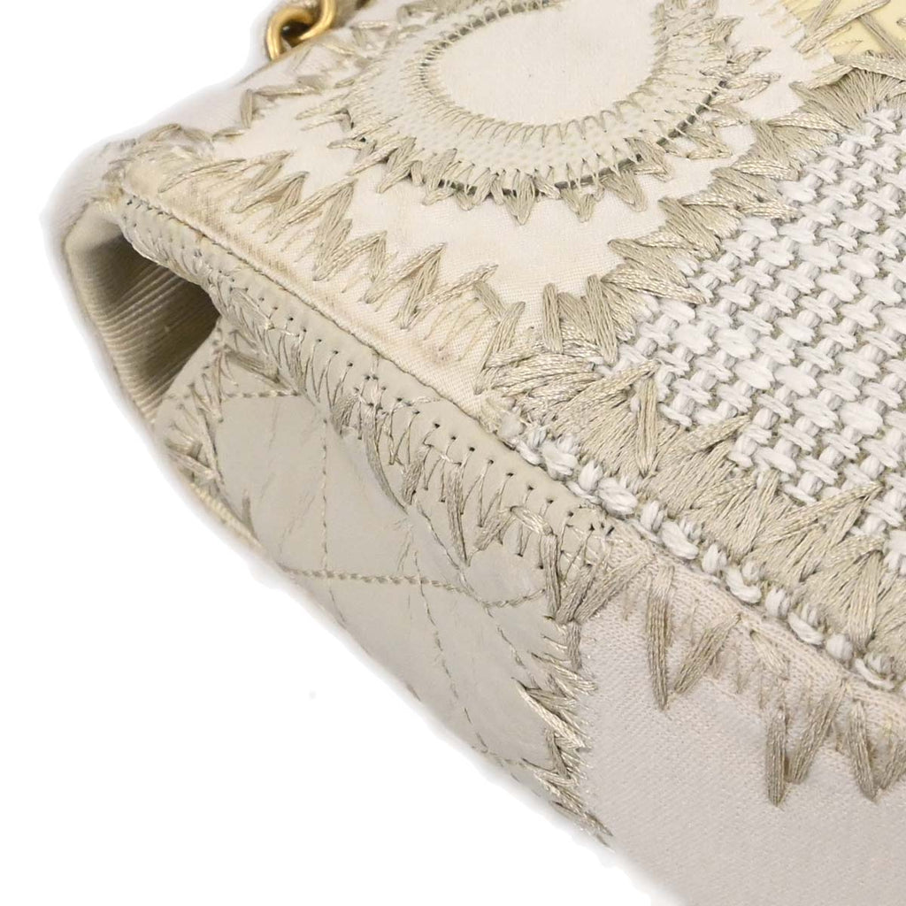 Chanel 2018 Ivory Tweed Patchwork Shoulder Bag