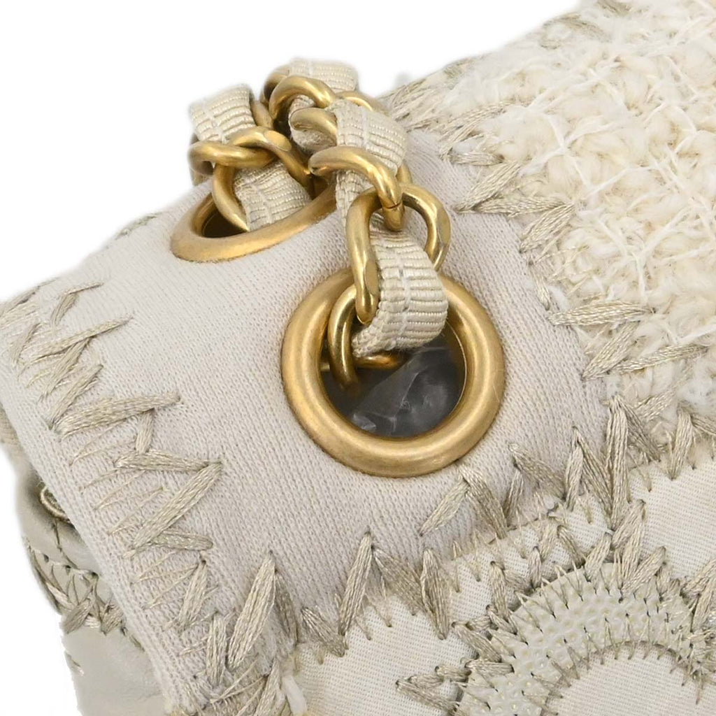 Chanel 2018 Ivory Tweed Patchwork Shoulder Bag