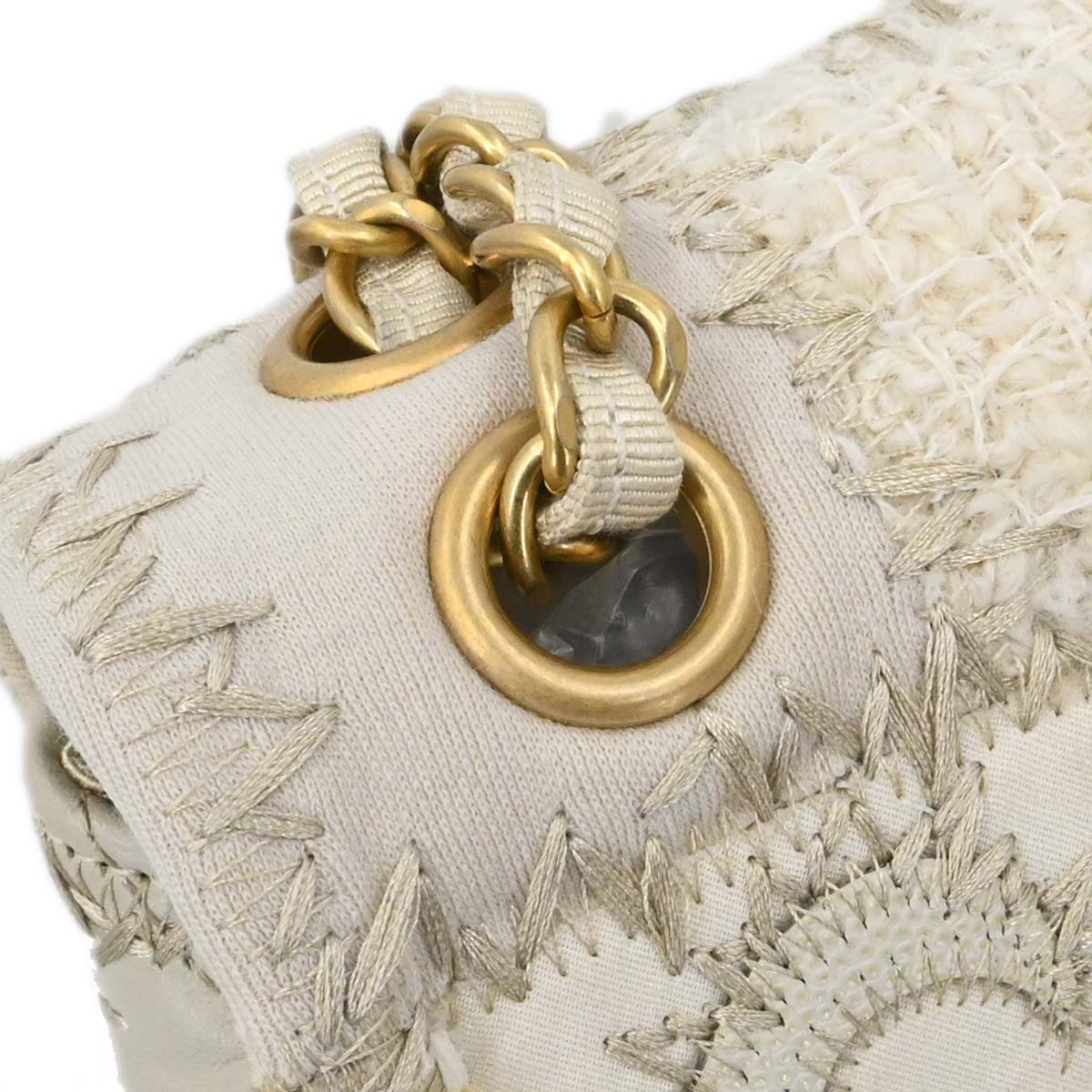 Chanel 2018 Ivory Tweed Patchwork Shoulder Bag
