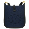 Hermes Blue Nuit Black Swift Feutre Evelyne TPM Shoulder Bag