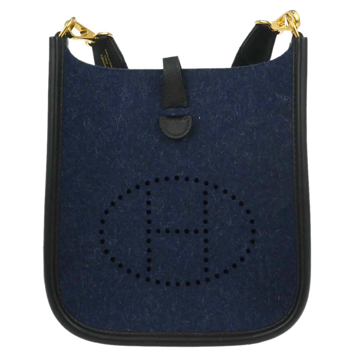 Hermes Blue Nuit Black Swift Feutre Evelyne TPM Shoulder Bag