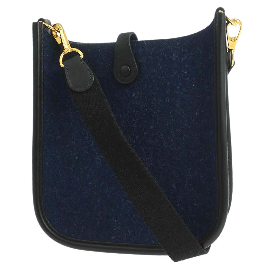 Hermes Blue Nuit Black Swift Feutre Evelyne TPM Shoulder Bag