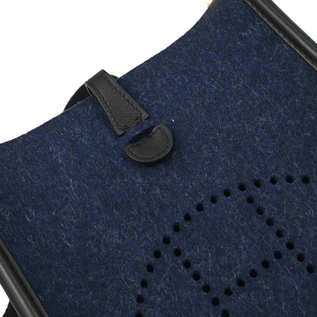 Hermes Blue Nuit Black Swift Feutre Evelyne TPM Shoulder Bag