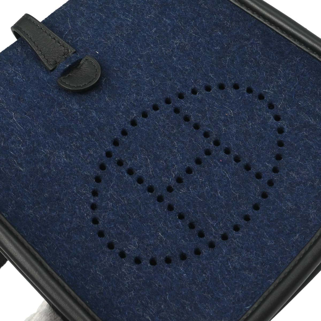 Hermes Blue Nuit Black Swift Feutre Evelyne TPM Shoulder Bag