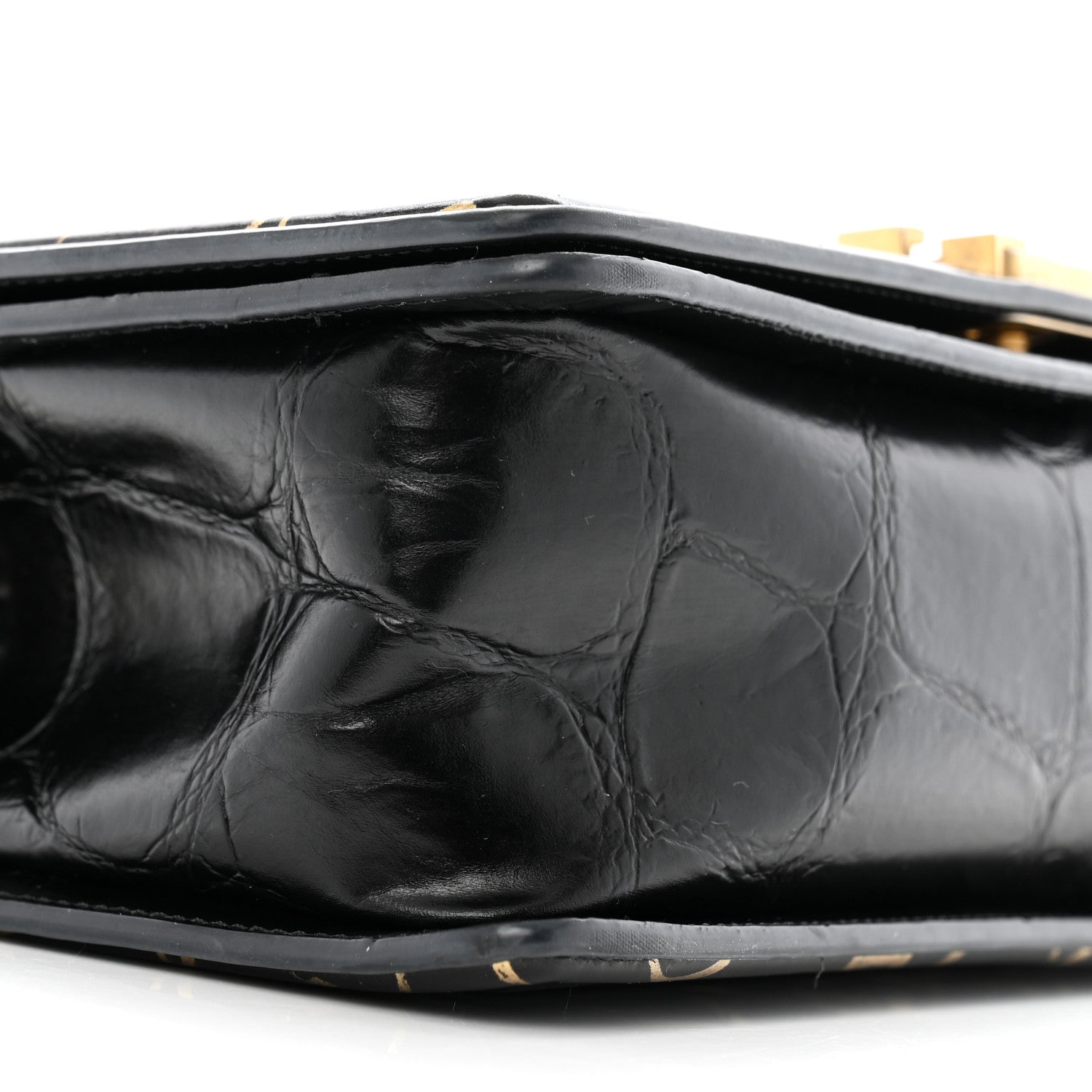 Chanel Calfskin Crocodile Embossed Graffiti Cocodile Medium Boy Flap Black