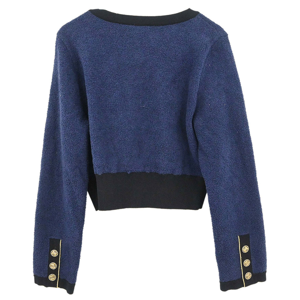 Chanel 2018-2019 Single Breasted Collarless Jacket Navy #38