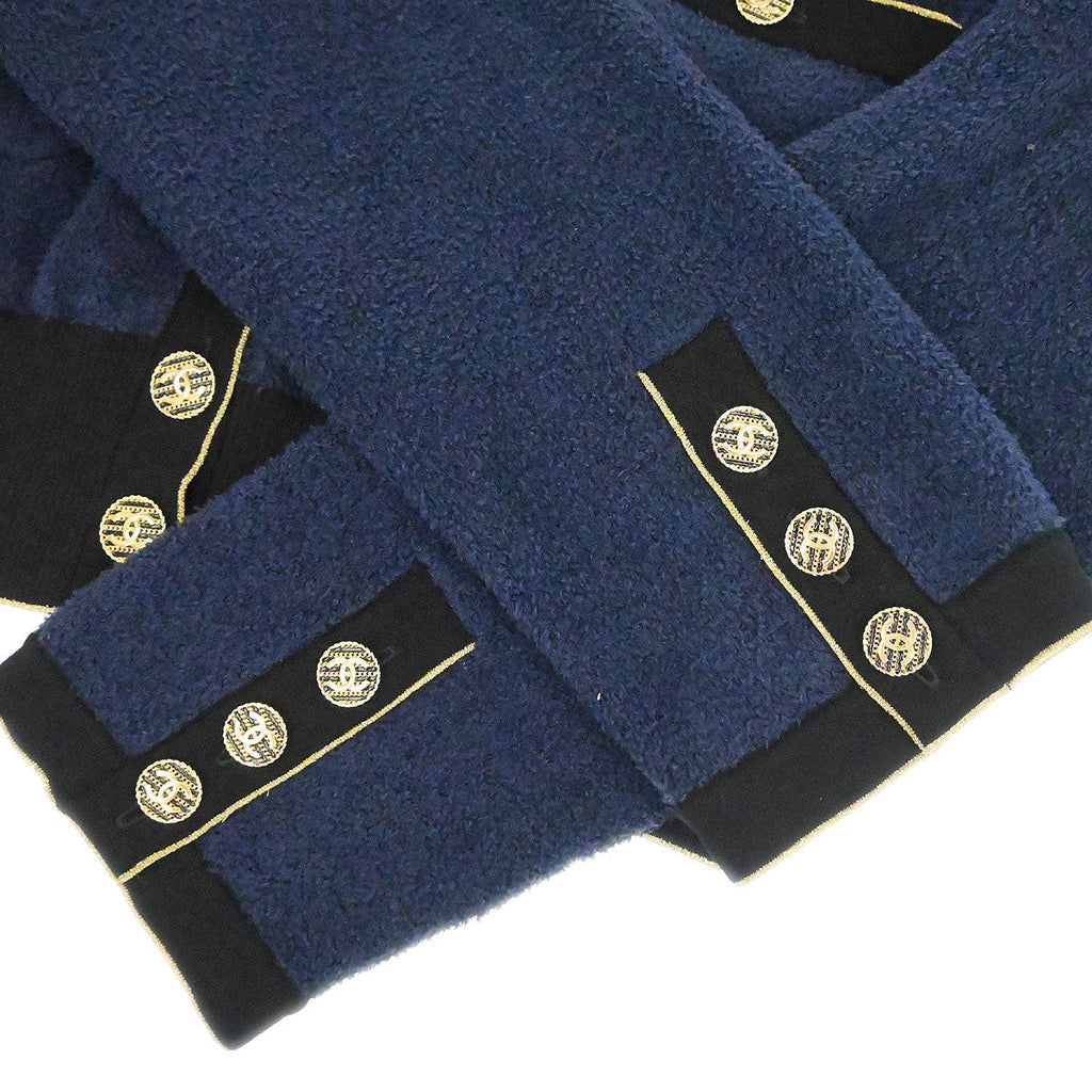Chanel 2018-2019 Single Breasted Collarless Jacket Navy #38