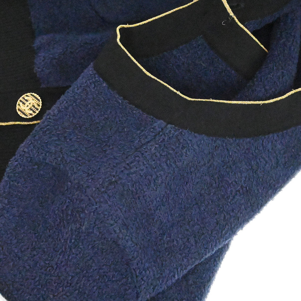 Chanel 2018-2019 Single Breasted Collarless Jacket Navy #38
