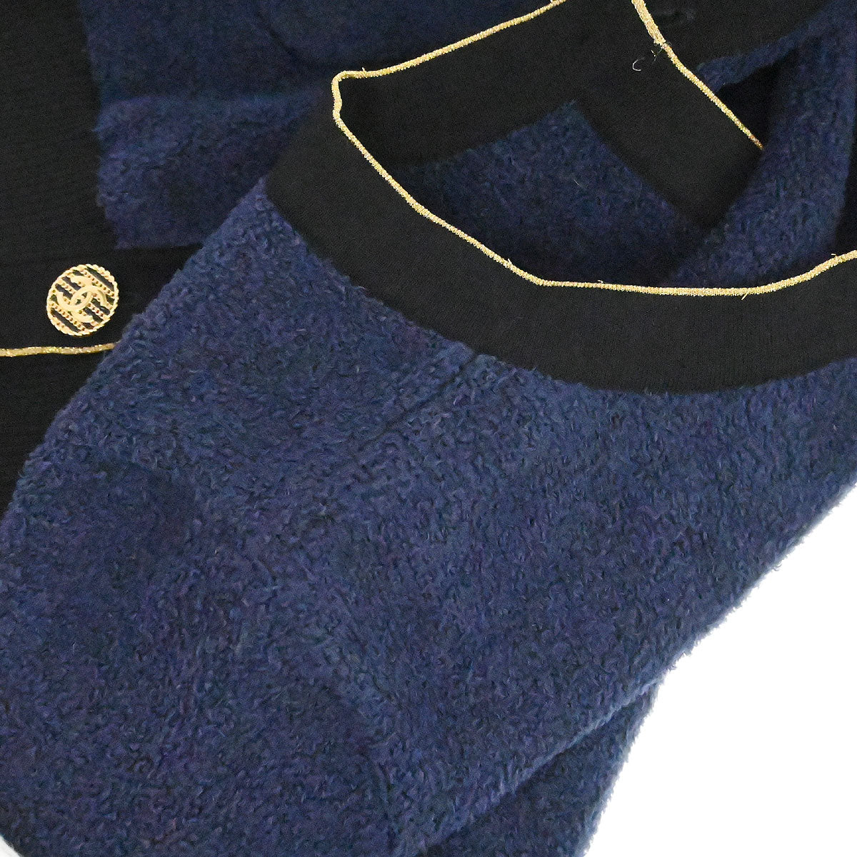 Chanel 2018-2019 Single Breasted Collarless Jacket Navy #38