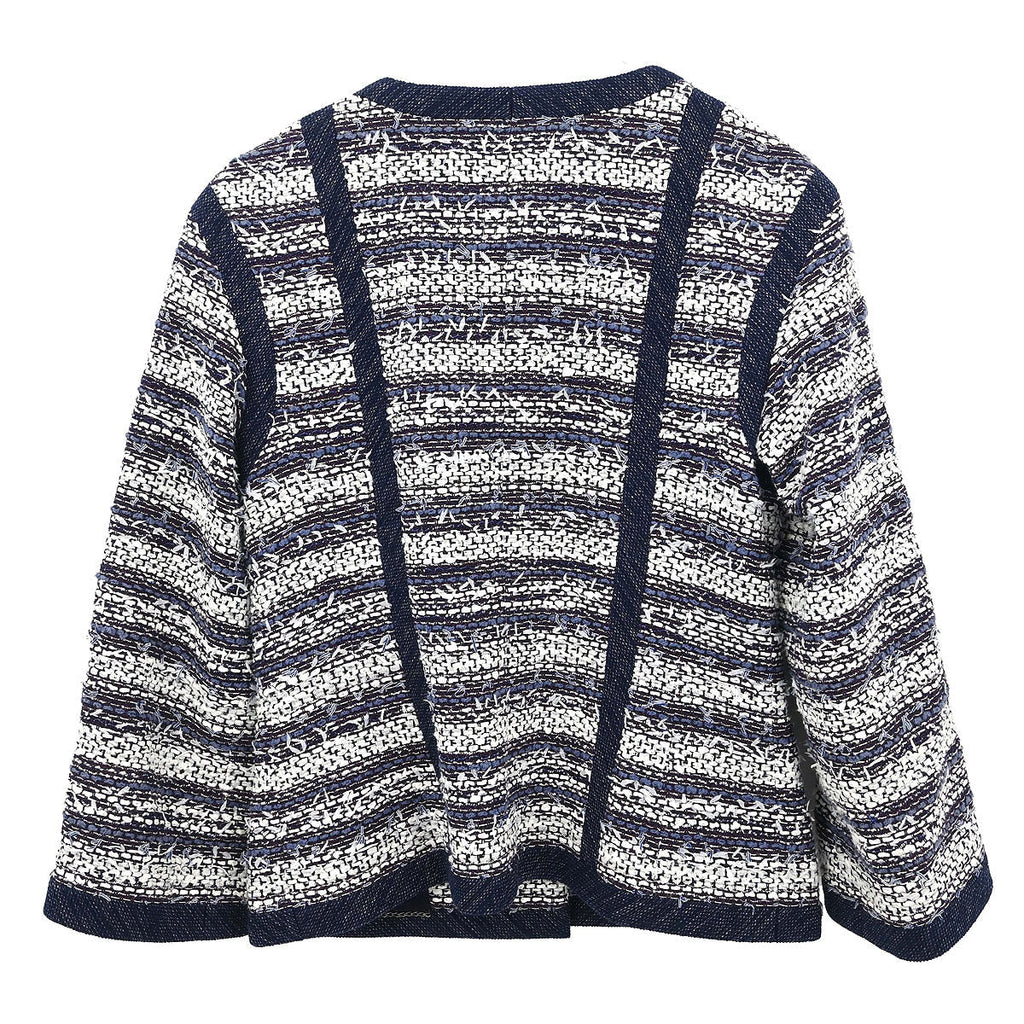 Chanel 2013 Collarless Tweed Jacket Navy #34