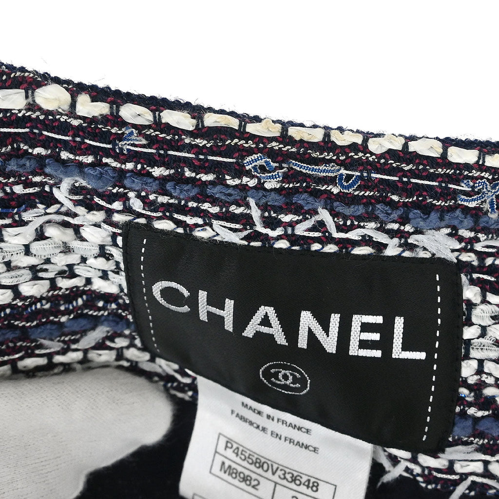 Chanel 2013 Collarless Tweed Jacket Navy #34