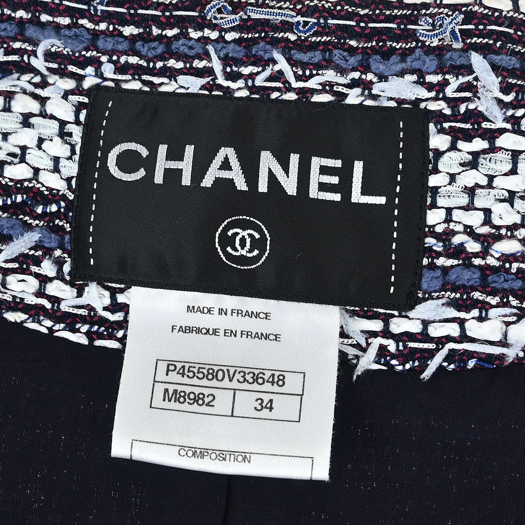 Chanel 2013 Collarless Tweed Jacket Navy #34