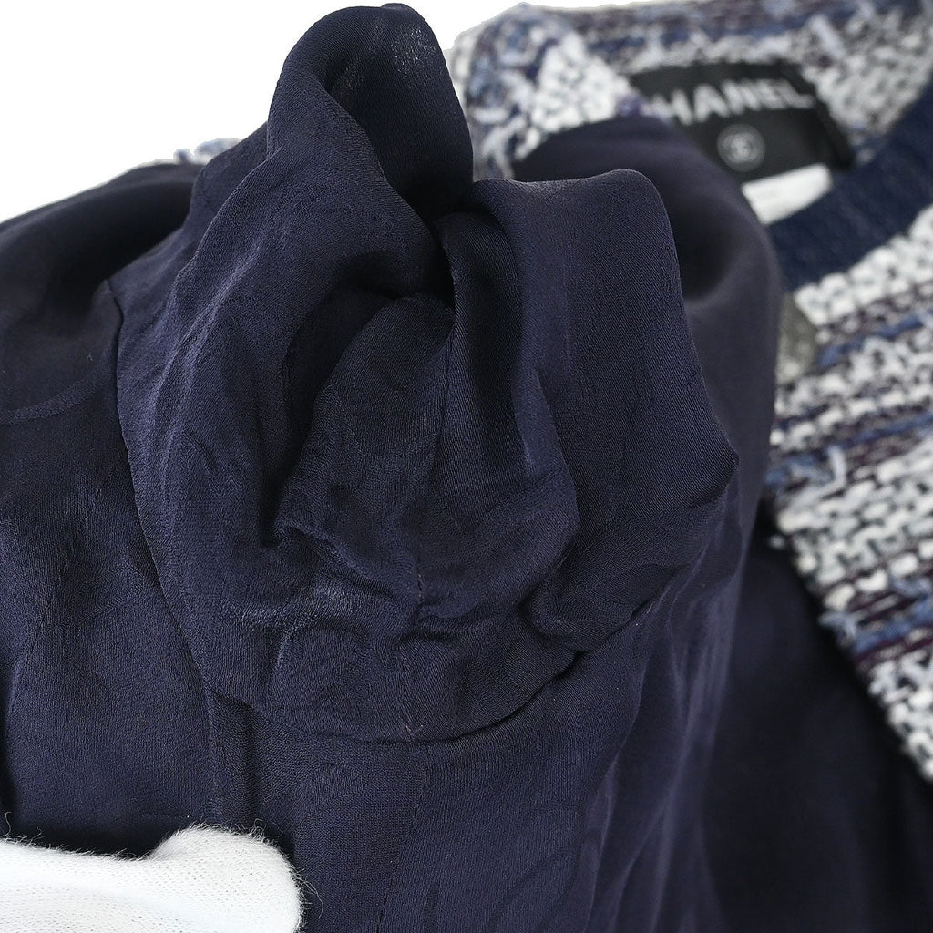 Chanel 2013 Collarless Tweed Jacket Navy #34