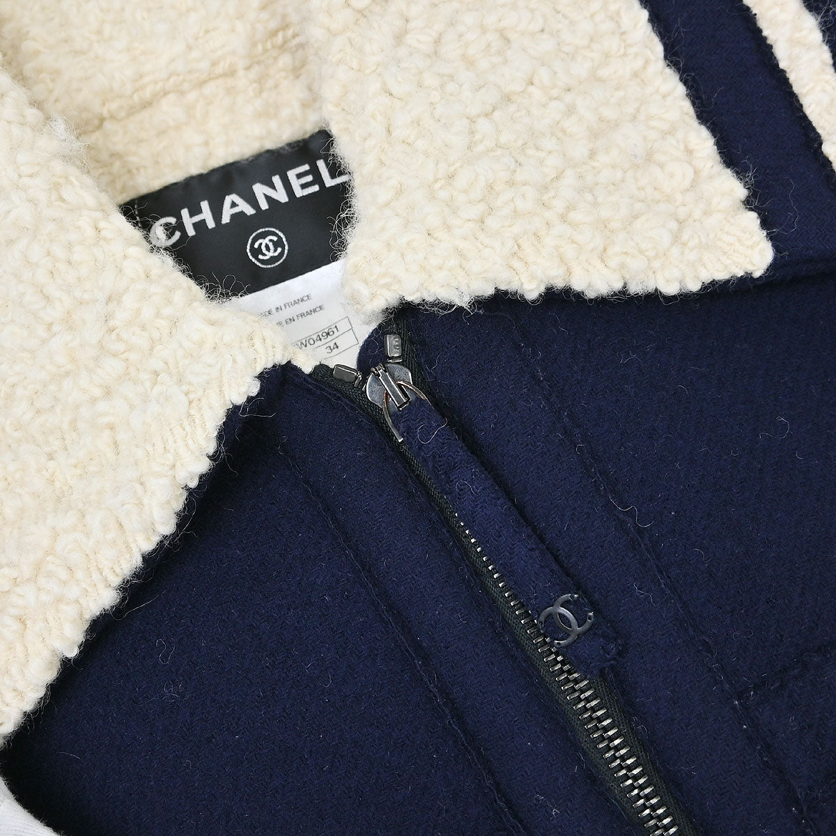 Chanel 2011-2012 Single Breasted Zip Up Jacket Navy #34