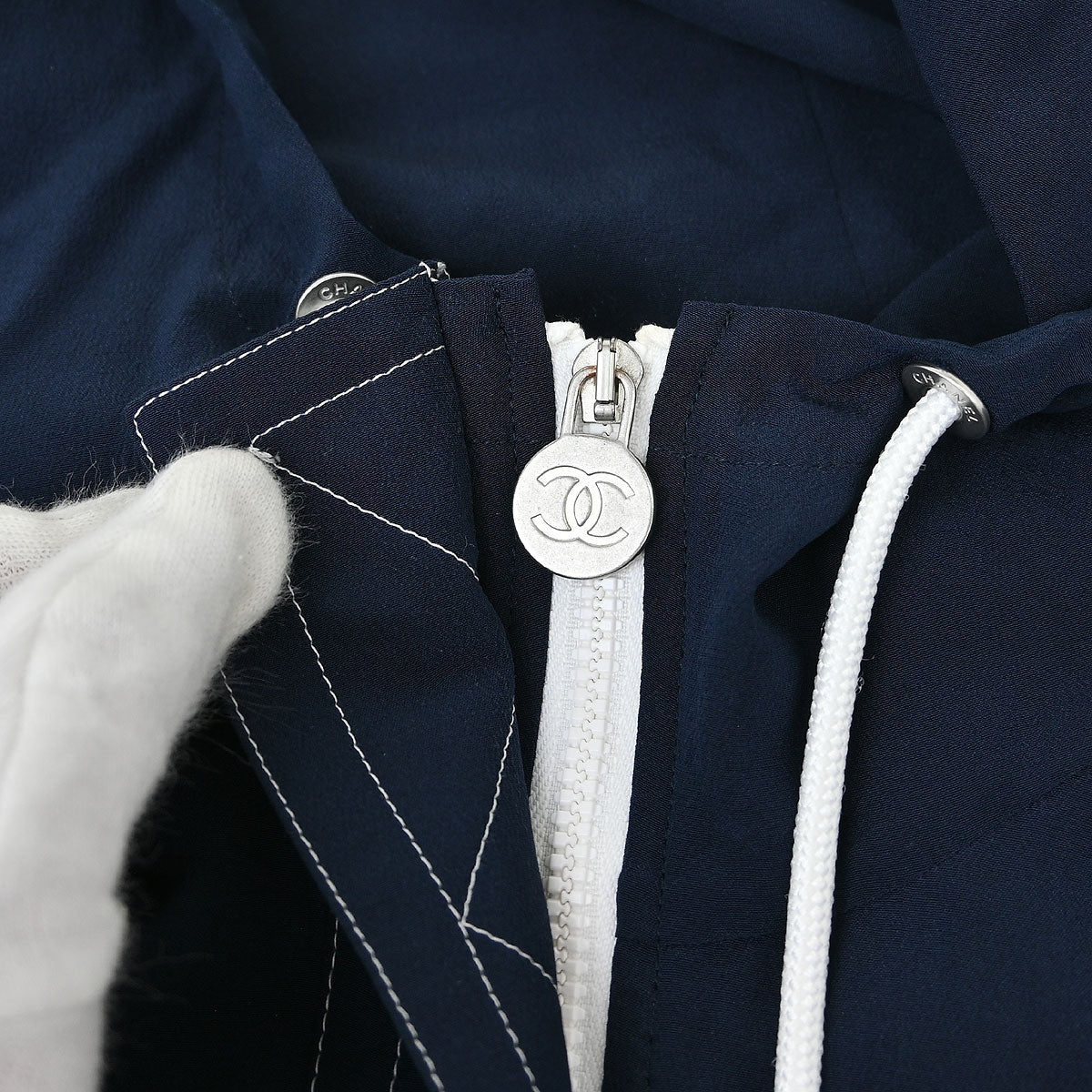 Chanel 2012 Single Breasted Zip Up Jacket Navy #38