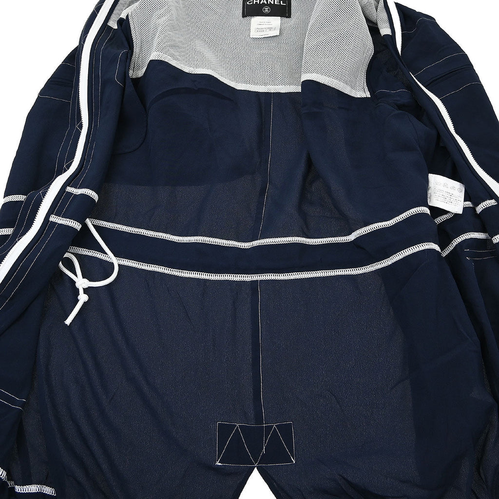 Chanel 2012 Single Breasted Zip Up Jacket Navy #38