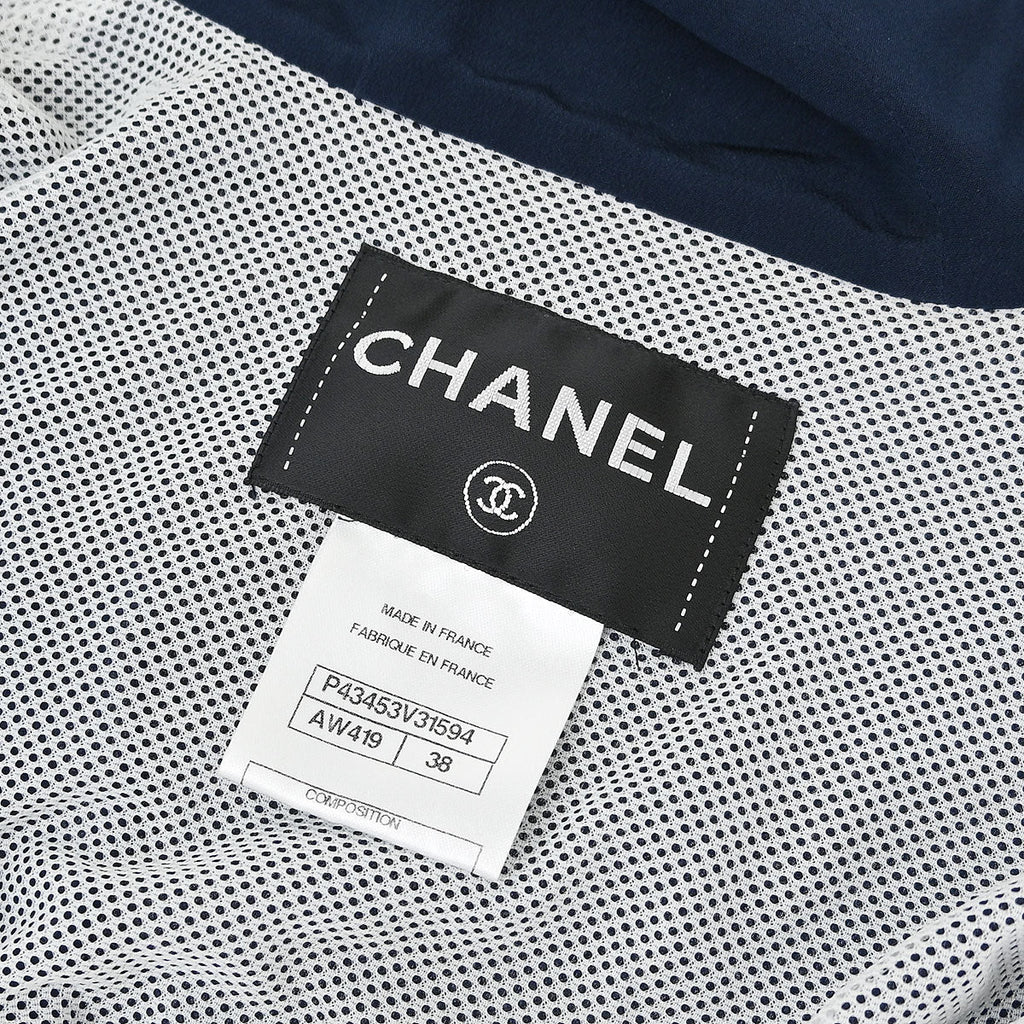 Chanel 2012 Single Breasted Zip Up Jacket Navy #38