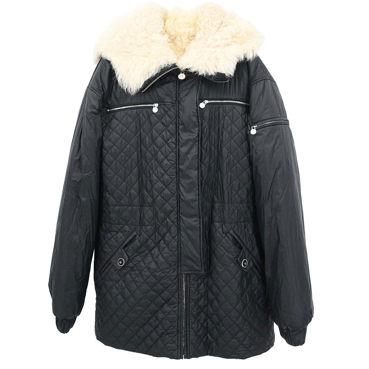 Chanel 2013-2014 Single Breasted Zip Up Jacket Black #38