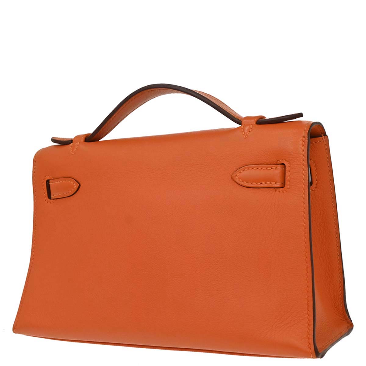 Hermes Orange Evercolor Kelly Pochette Handbag