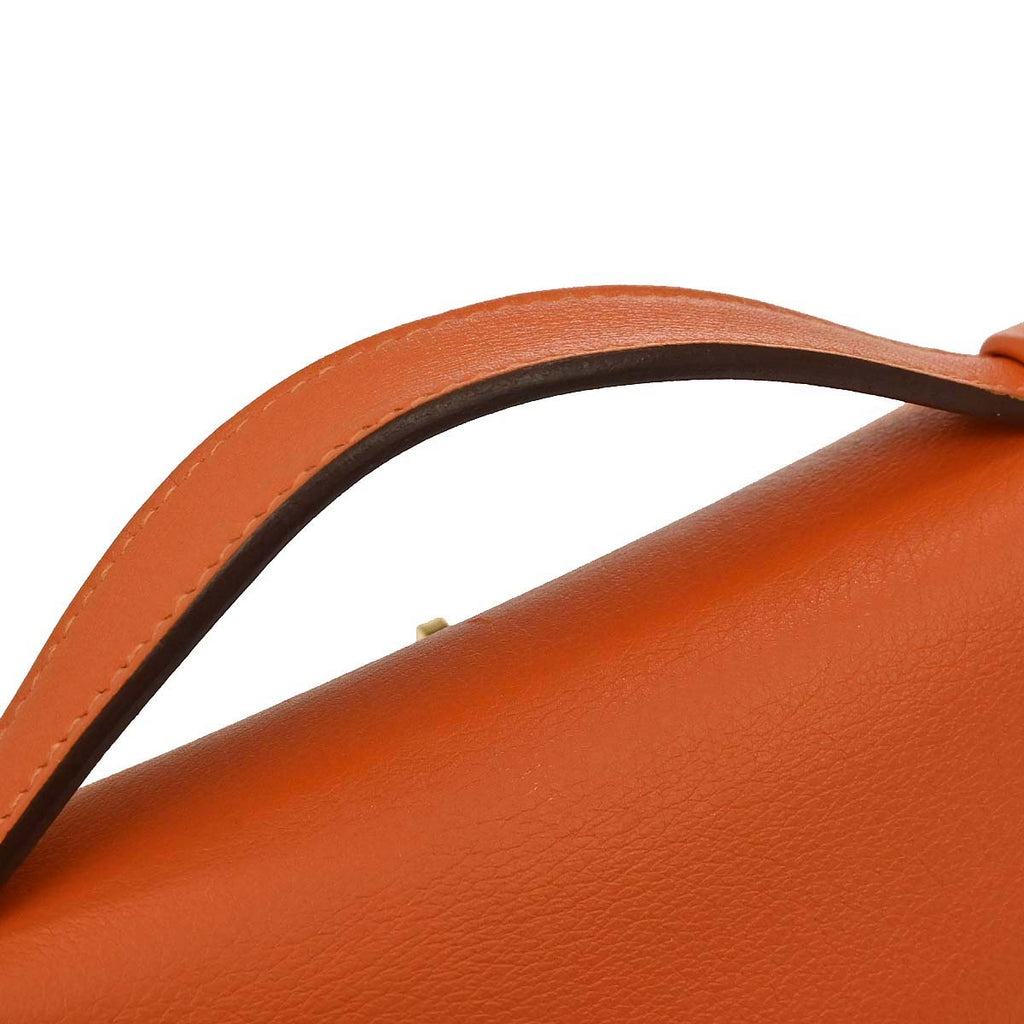 Hermes Orange Evercolor Kelly Pochette Handbag