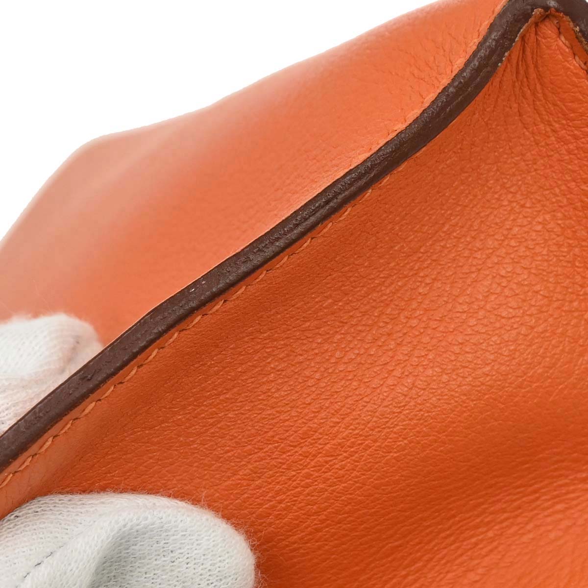Hermes Orange Evercolor Kelly Pochette Handbag