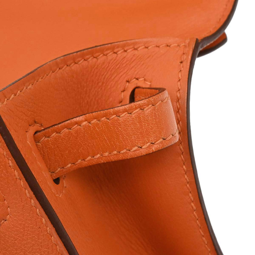 Hermes Orange Evercolor Kelly Pochette Handbag