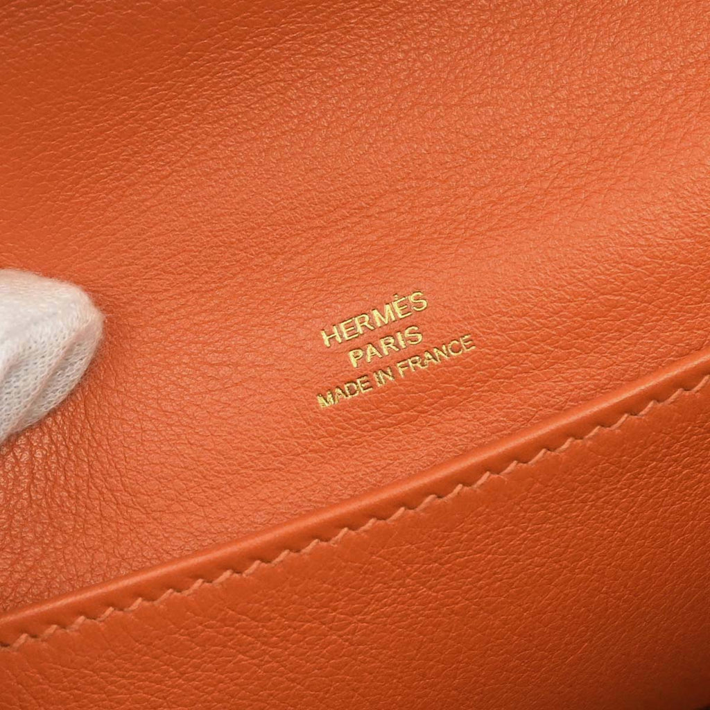Hermes Orange Evercolor Kelly Pochette Handbag